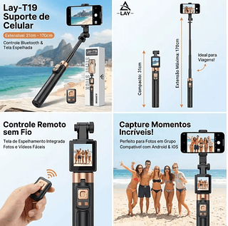Bastão de Selfie e Tripé com Projeção de Tela LAY