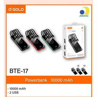 Power Bank Indução Com 4 Cabos 10000mAh A'Gold