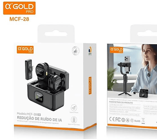 Microfone de lapela redondo sem fio duplo para iPhone a'Gold