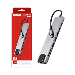 Adaptador HUB Tipo C Multifuncional 8 em 1 Tomate