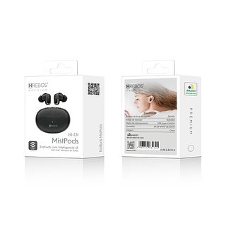 Fone Tradutor Earbuds com IA MistPods Hrebos