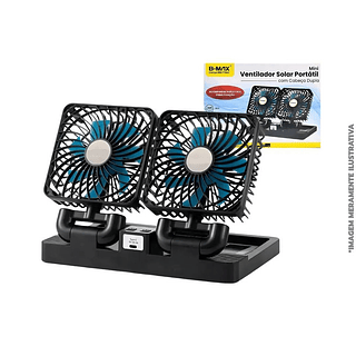 Mini Ventilador Solar Duplo Veicular Bmax