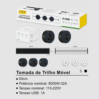 Tomada de Trilho Móvel 50cm 32A 8000W B-Max