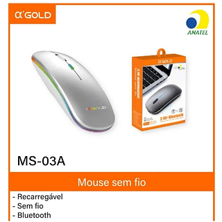 Mouse Sem Fio Recarregável 2 em 1 A'Gold