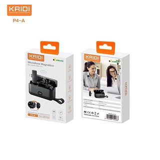 Microfone de Lapela Profissional Kaidi P4 Sem Fio Redondo Magnético