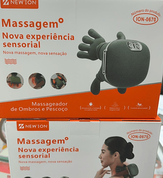 Massageador Pescoço Ombro Shiatsu Recarregável Mãozinha New´Ion