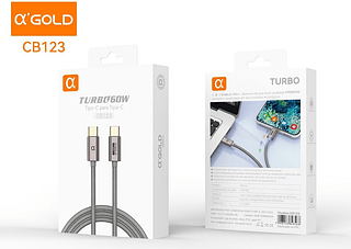 Cabo de Carga Rápida Turbo 60w USB-C para Type-C A'Gold